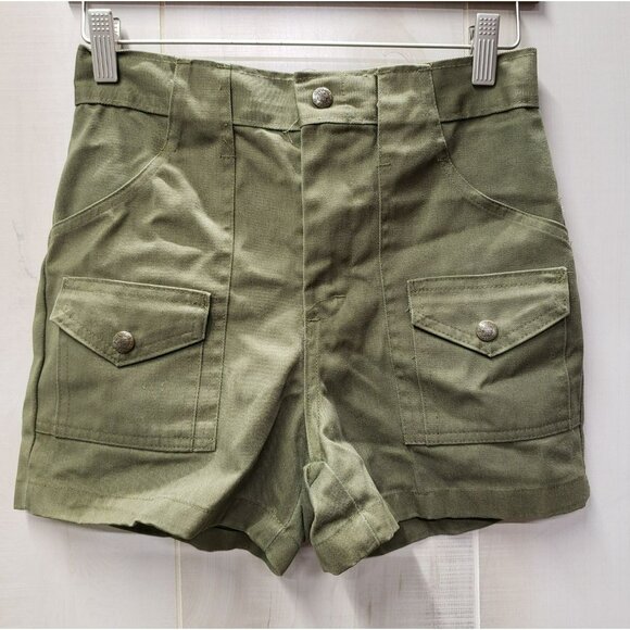 Vintage Boy Scouts Uniform Cargo Shorts, Youth 14, 26" Waist, Olive Green #3 - Picture 1 of 7